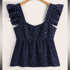 ⚡️3 for $17⚡️Polka Dot Ruffle Babydoll Top